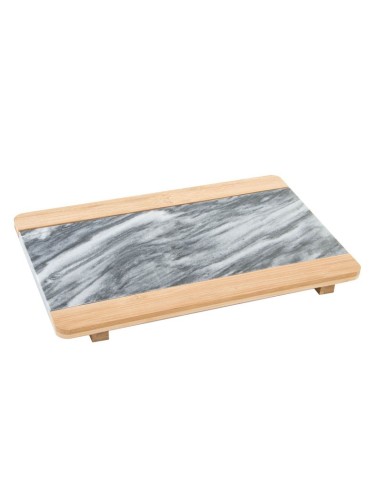 Bamboo/marble table presentation plate 30x19x2 cm.