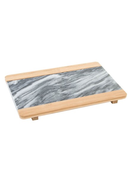 Bamboo/marble table presentation plate 30x19x2 cm.