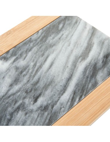 Bamboo/marble table presentation plate 30x19x2 cm.