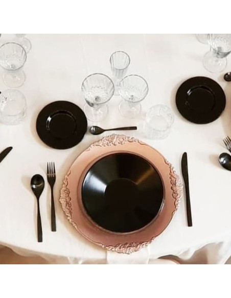 Black glass bread plate 15 cm - Black