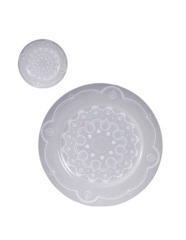 Gray mandala bread plate