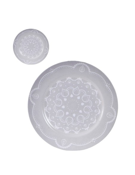 Gray mandala bread plate