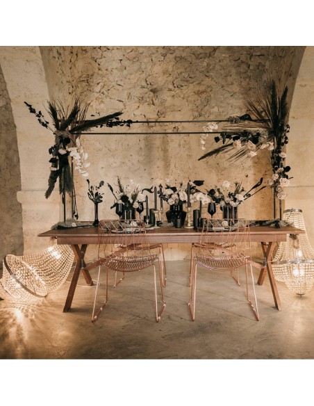 Wooden table with folding legs