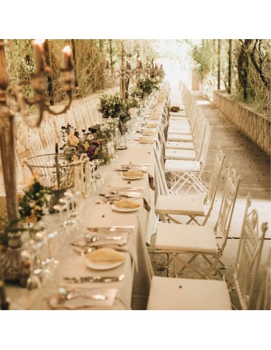 Round beige tablecloth 352 cm