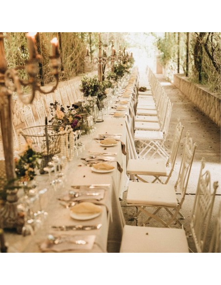 Round beige tablecloth 352 cm