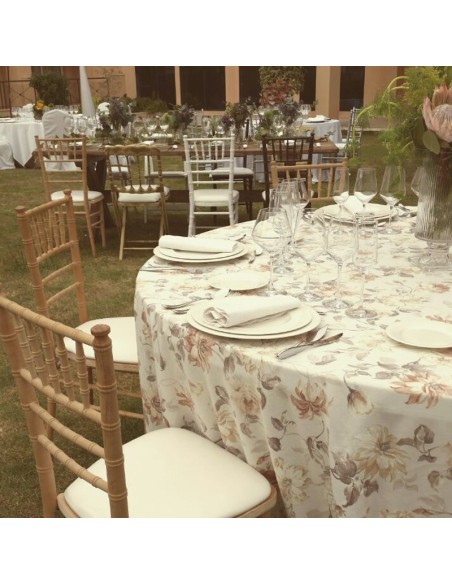 Round tablecloth with natural flowers 352 cm
