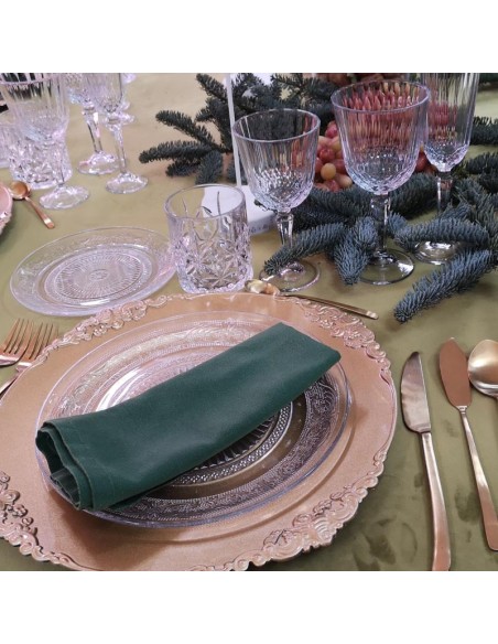 Green velvet round tablecloth