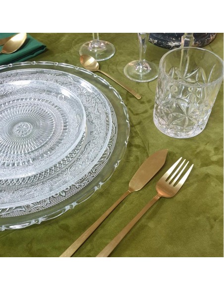 Green velvet round tablecloth
