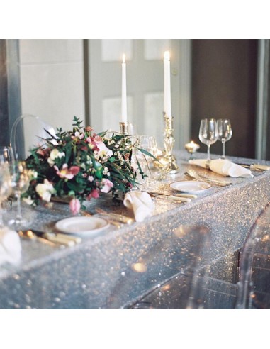 Silver sequined round tablecloth