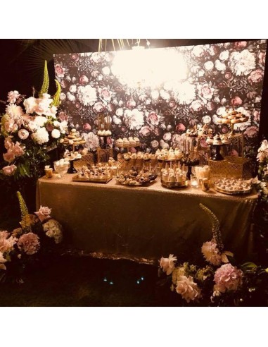 Round sequin champagne tablecloth