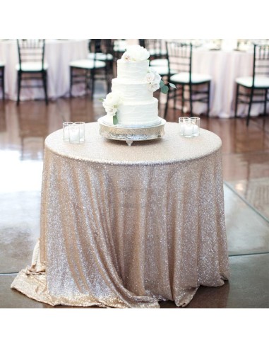 Round sequin champagne tablecloth