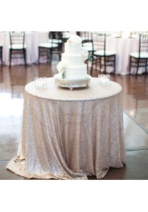 Round sequin champagne tablecloth