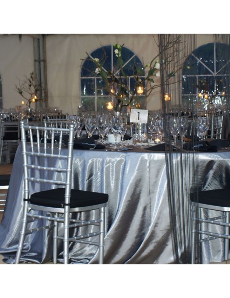 Round silver taffeta tablecloth 360 cm