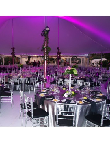 Round silver taffeta tablecloth 360 cm