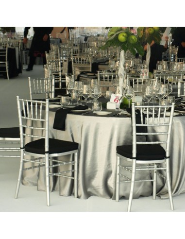 Round silver taffeta tablecloth 360 cm
