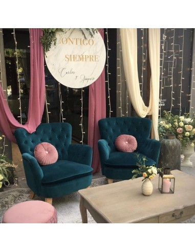 Green velvet armchair