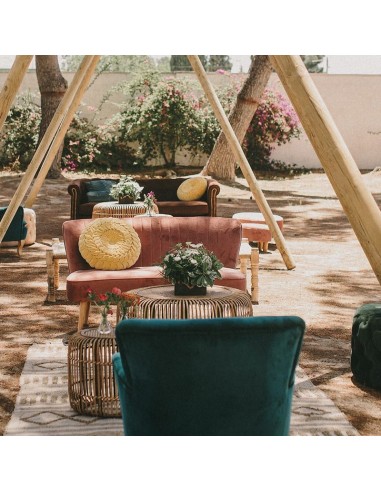 Green velvet armchair