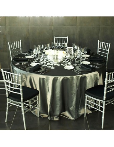 Mantelería Luxury tafetán plata - Mantel redondo 360 cm