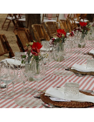 Red line rectangular tablecloth 370x260 cm.